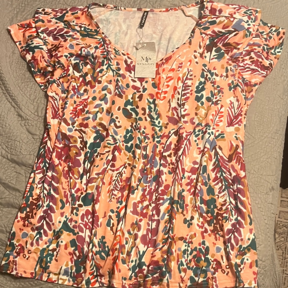 Cato Vibrant Leaf Print Blouse